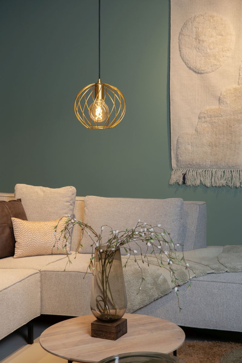 Lucide DANZA - Závesné svietidlo - Ø 25 cm - 1xE27 - matné zlato / mosadz